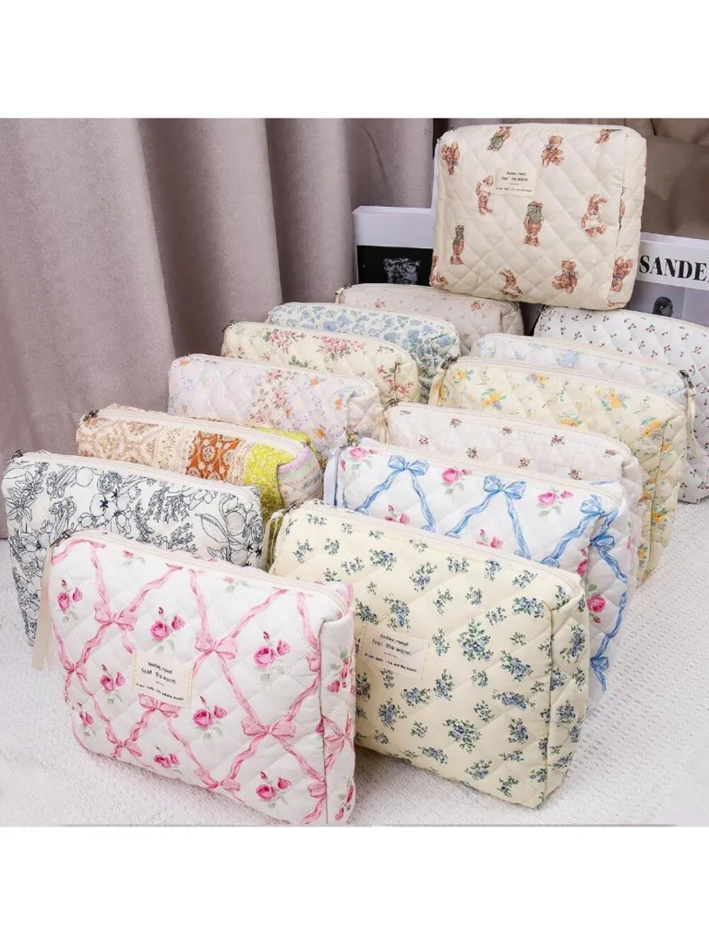 Floral Makeup Bag Set - Cute Cosmetic Organizer for Women & Girls, Travel